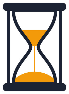 Hourglass with orange sand icon, waiting time concept
