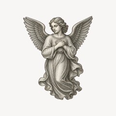 Fototapeta premium Elegant vintage angel illustration with graceful wings