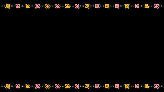 Hand Drawn Doodle Flower Border on Transparent Background