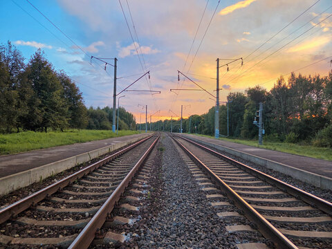 railway in the everning