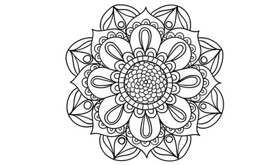 Intricate floral mandala coloring page design isolated on transparent © Abdul Matin