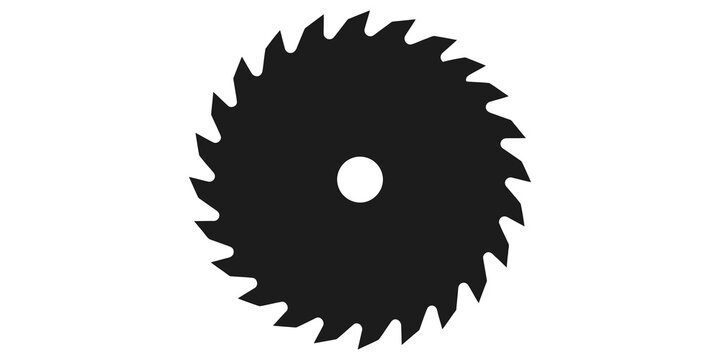 Black circular saw blade for construction cutting and industrial wood work.
