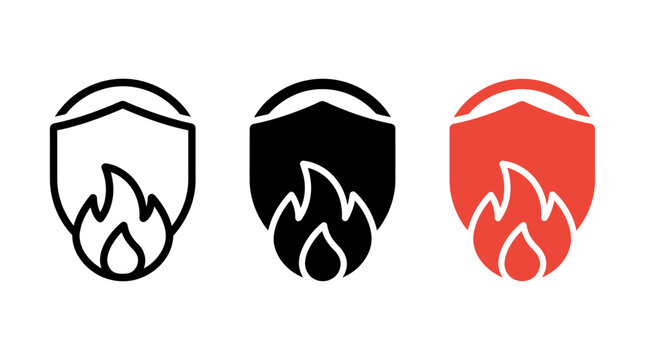 Heat shield icon design set with flame vector illustration symbol