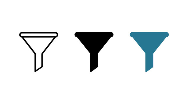 Funnel filter icon vector design set with multiple color style variants