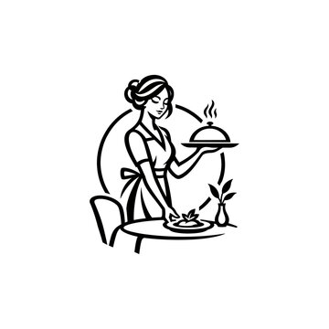 Caf&eacute; Server Illustration