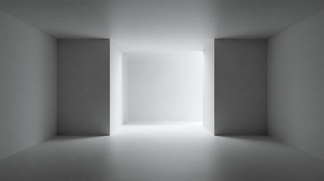Minimalist Empty White Room Interior with Clean Geometric Architecture