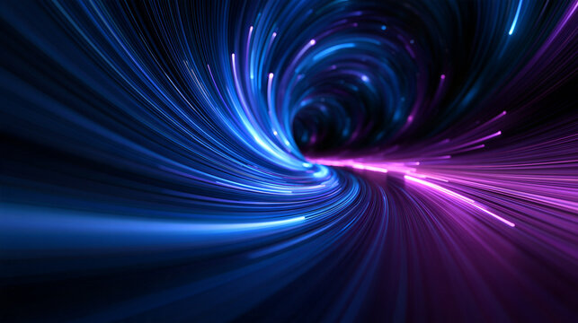 Abstract Fiber Optic Data Network Tunnel in Motion