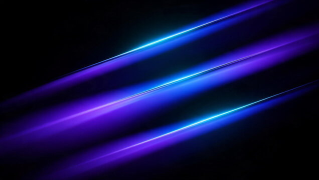Abstract Futuristic Blue Neon Light Beams on Dark Background