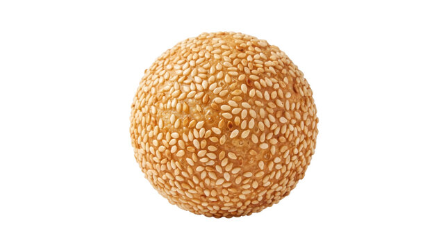 Crispy sesame-covered asian fried dessert ball on a transparent background
