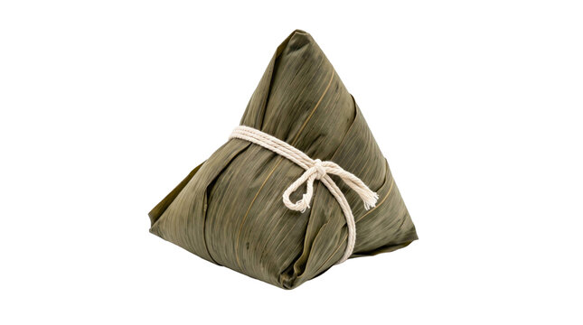 Traditional zongzi wrapped in bamboo leaves on a transparent background