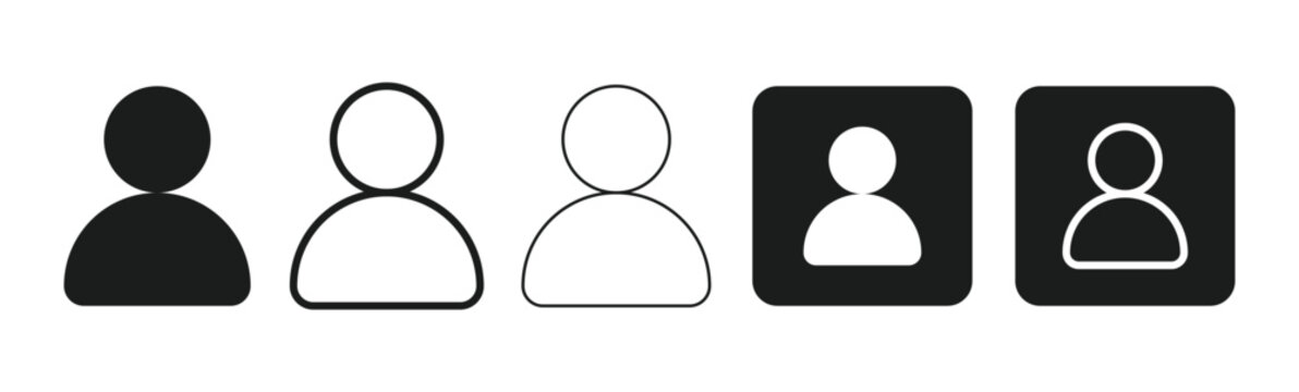 Set of user profile account icon. person profile. profile avatar icon vector, user account profile. filled and outline person symbols, vector illustration