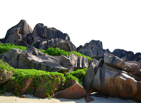 Granite rock isolated on a transparent PNG background.