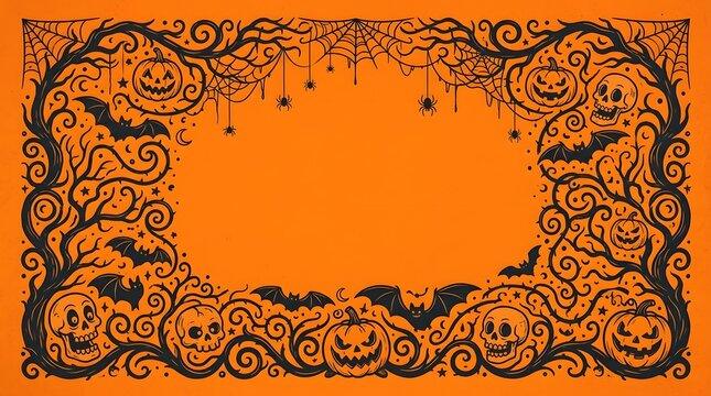 A vibrant and festive halloween pumpkin border design perfect for invitations decorations or spooky themed projects evoking the spirit of autumn and trick or treating