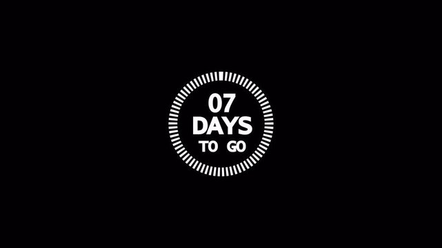 7 Days Remaining Countdown Timer with a Sleek Black Background &ndash; Minimalist Time Countdown Graphic