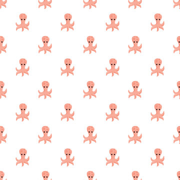 Cute pink octopus drawing creating a repeating pattern on white background
