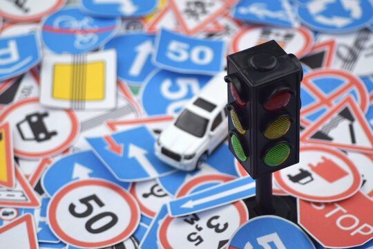 Driving school and driving lessons concept, education concept