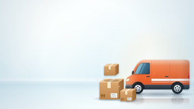 Delivery Van and Courier Packages With Copy Space Loop Background