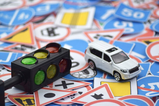 Driving school and driving lessons concept, education concept