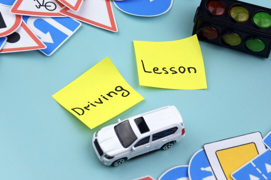Driving school and driving lessons concept, education concept