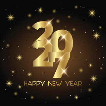 Golden Happy New Year 2027 Luxury Sparkle Star Background
