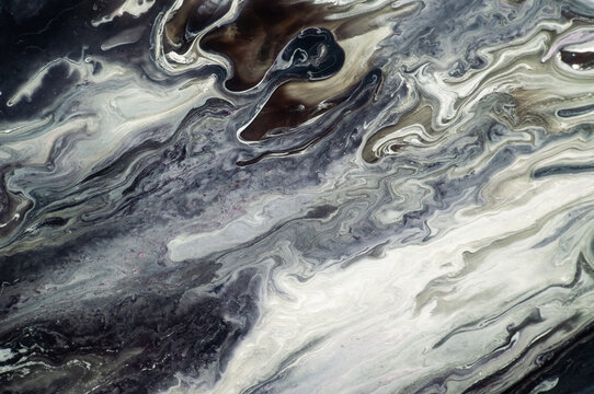 Dark Charcoal and Silver Fluid Marble Texture
