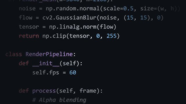 Close Up Scrolling Source Code Motion Background, Dark Theme Hacker Screen Loop