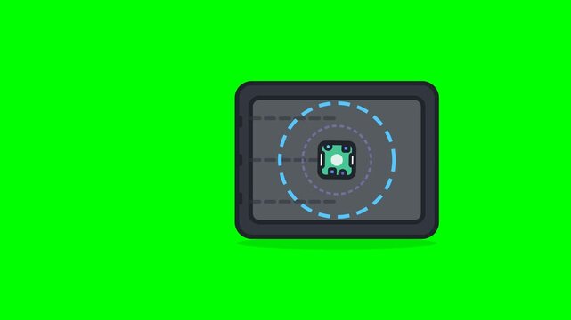 Flat vector motion icon showing private digital data entering a privacy protection chamber, being decomposed and anonymized into protected data fragments, while an unauthorized access attempt is inter