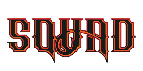 Retro gothic squad typography text effect on transparent background © Ndoewer