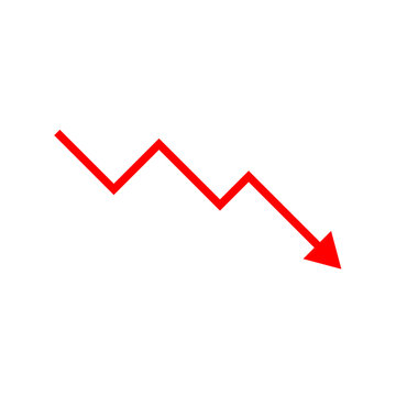 Red Bearish Decline Arrow Chart Icon Isolated on White Background for Finance Stock Loss Concept