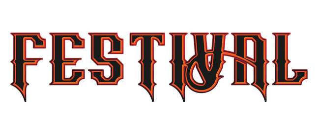 Retro gothic festival typography text effect on transparent background © Ndoewer