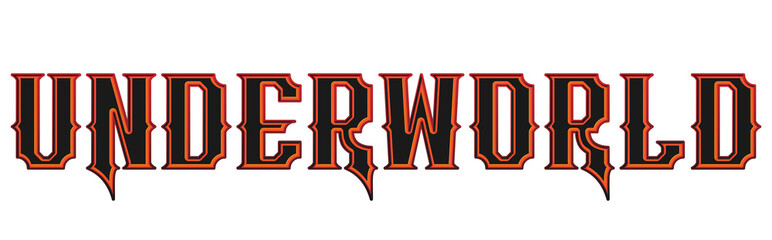 Retro gothic underworld typography text effect on transparent background © Ndoewer