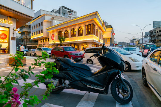 Baghdad, Iraq - Sep 19, 2026: Redha Alwan Coffeehouse and roastery building facade in Karrada district, a premium Iraqi coffeehouse brand, established in 1960 with over 15 locations nationwide