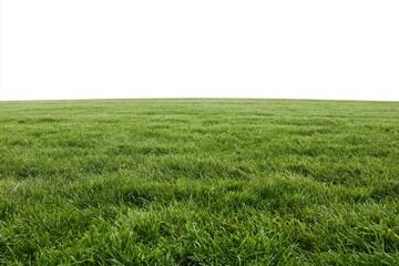 Naklejka premium The Grass Field Expansive Under Bright White Sky At The Horizon