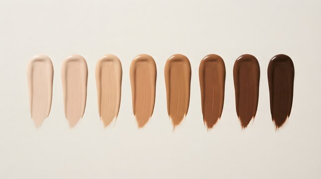 Foundation makeup swatches in various skin tones