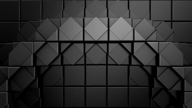 Geometric Shapes Form a Wave. Abstract motion, two color, 3d rendering, 4k resolution
