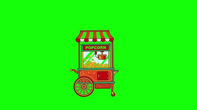 Three Popcorn Carts Illustration