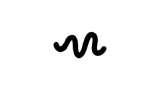Wavy Line For Movement And Decorative Accents Hand-Drawn Doodle Animation On Transparent Background. Squiggle Mark And Abstract Motion Symbol. Seamless Animated Icon. 4K Video Overlay Element.