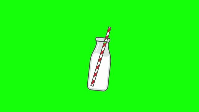 Three Milk Bottles Green Background