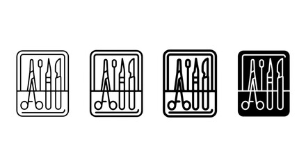 Obraz premium Medical Surgical Instruments Set, Healthcare Tools Collection, Professional Clinic Equipment Icons
