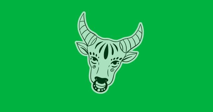 Digital animation of white taurus astronomical sign against black background
