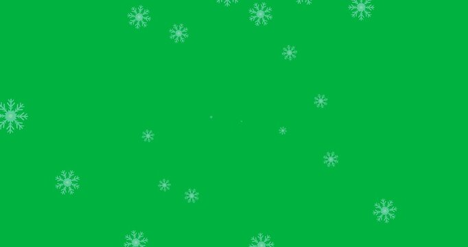 Digital animation of multiple blue snowflakes icons against black background