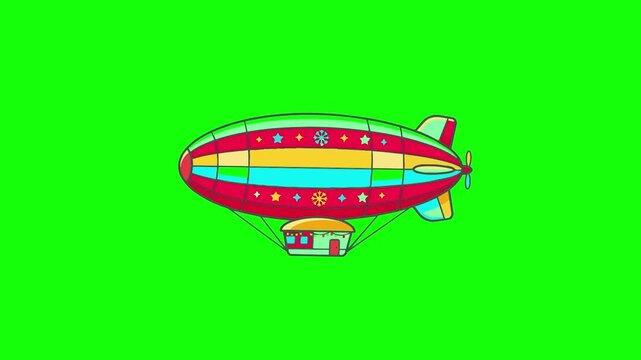 Colorful Airships Floating Above Green Sky