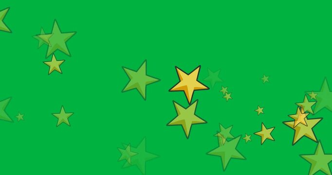 Digital animation of multiple golden stars icons against black background