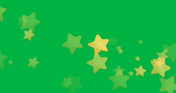 Digital animation of multiple golden stars icons against black background