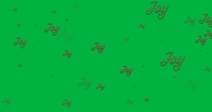Digital animation of multiple joy text banners against black background