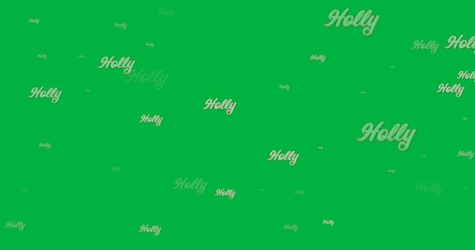 Digital animation of multiple holly text banners against black background