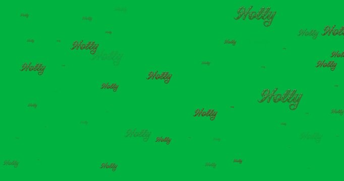 Digital animation of multiple holly text banners against black background