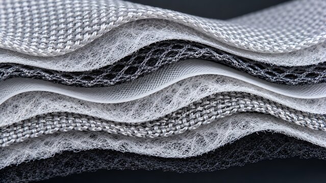 Multilayer Technical Textile Structure with Woven Mesh and Nonwoven Fiber Layers