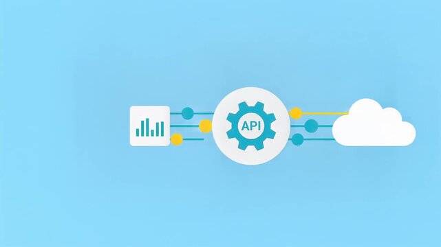 API Integration Workflow Process Infographic with Cloud Computing Data Transfer