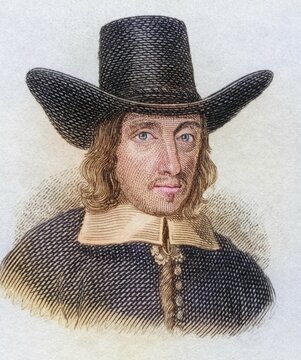 Sir William Dugdale (born 12 September 1605 in Shustoke, died 10 February 1686 in Blyth Hall) was an English antiquarian and herald, from the book Crabbes Historical Dictionary, 1825, Historical, coloured, digitally restored reproduction from a 19th century original, Record date not stated